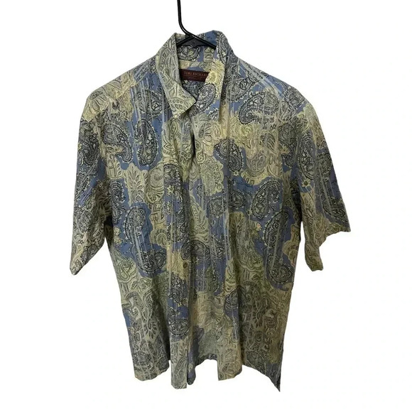 Tori Richard Honolulu Men's Blue Paisley Print Short Sleeve Button Up Shirt M - Picture 1 of 2